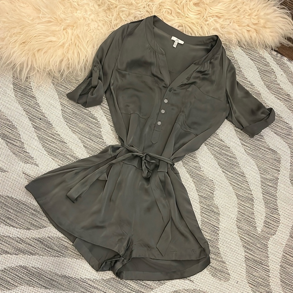 Joie silk romper in military green
